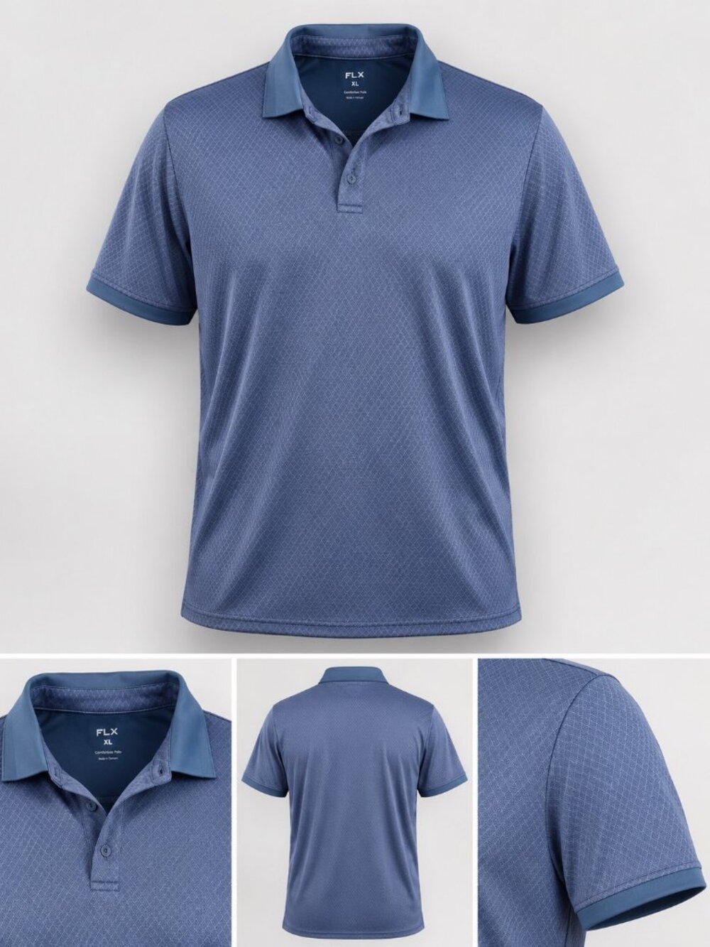 FLX Polo Shirt Men's XL Blue Performance Golf Casual Stretch Athletic G63